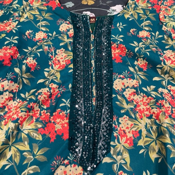 🌹PAKISTANI SHALWAR KAMEEZ GHARARA SHARARA THREE PIECE MEHENDI SUIT🌹 - Picture 9 of 12